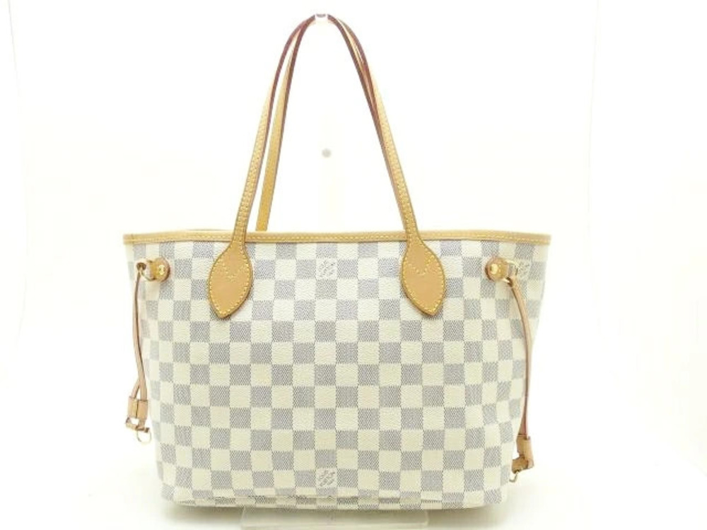 LOUIS VUITTON Neverfull Tote Bag Azur White